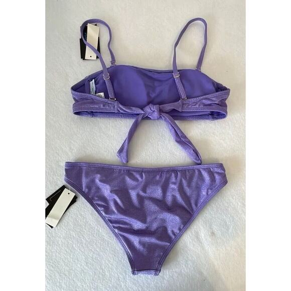California Waves 2 Piece Bikini Small Purple‎ Sparkle Fabric Bandeau Top (f1) - Picture 2 of 7